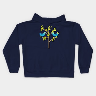 Bluebirds of Spring, simple geometric design Kids Hoodie